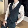 Traje para Hombre Estilo Nuevo 2025 con Botones Metálicos, Ajuste Delgado Chaqueta Cruzada con Solapa de Muesca