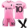 2324 Inn Miami Internacional Messi Não. 10 Camisa Novo Passageiro Loja Liga Uniforme de Futebol Meias Pretas de Três Listras