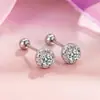 Pendientes de Botón Completamente de Diamante, Estilo Nuevo, Súper Brillantes, Pendientes Redondos de Rosca Amigables con el Oído, Pendientes de Cuatro Garras Súper Brillantes Versátiles de Alta Gama