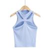 Estilo europeu e americano verão sexy oco pequeno Colete Moda feminina pescoço redondo design sentido cor sólida Suspender top