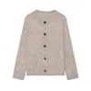 Fabricante de ropa para mujer transfronterizo al por mayor 2026 nuevo otoño color liso vintage hilo floral cuello redondo cárdigan de punto superior