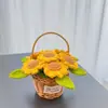 Souvenir de tricô artesanal transfronteiriço fio Xuefei crochê Girassol de um traço Cesta de Flores Pequena Bolsa de Mão Transfronteiriço