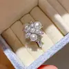 Anel aberto simples em zircônia quadrada formato gota d'água para mulheres, de alta qualidade e único, requintado, moderno, na moda, joia versátil