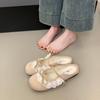 Zapatos Mary Jane de Encaje Retro Francés para Mujer 2025 Nuevo Verano Suela Suave Elegantes Boca Baja Medio Arrastre con Falda