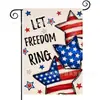 Popular Bandera de Jardín del Día de la Independencia de Amazon Perro Estrella Estampado Material de Lino Bandera Decorativa Americana para Exteriores