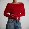 Suéter Personalizado de Fábrica para Mujer Otoño Invierno Estilo Europeo Americano Manga Larga Tejido Capa Base Un Hombro Sexy Ajustado Off-the-Shoulder