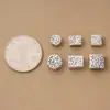 Cuentas sueltas vintage geométricas redondas, cuadradas, rectangulares y cuadrangulares de plata pura 999, accesorios para pulseras de manualidades DIY