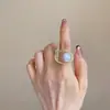 Anel de Dedo Clássico Estiloso Simples Personalidade Pérola Oca Temperamento Anel de Dedo Banda Ajustável Banda Aberta Fornecimento Atacado