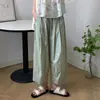 Pantalones de pierna ancha con forma de pera de algodón puro para mujer, nuevo estilo Primavera/Verano 2026, estilo perezoso, pantalones casuales cortos finos, pantalones globo de cintura alta