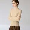 Suéter Tricô Baicai Velvet 100% Caxemira Pura Outono/Inverno Novo Estilo Gola Meia-Alta Listrado Tricô Sem Costura Peça Única Casual Versátil