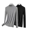 Camiseta base de cuello alto de cachemira para mujer de principios de otoño, ligera, termorreguladora, suave, antiestática, ligeramente transparente, corte ajustado, manga larga