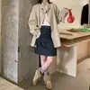 Ropa de mujer, estilo coreano Dongdaemun, alta calidad, corte relajado, holgado, cuello mao, chaqueta elegante, gabardina corta