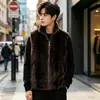 Jaqueta Masculina de Pele Sintética de Visão Falsa para o Inverno 2026 Novo Estilo Colete Cor Totoro Sintético Moda Gola Alta Quente Outono/Inverno Roupa Externa Toque de Alta Qualidade