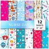 12 Hojas/Paquete Día de la Enfermera Enfermero Doctor Tarjeta Creativa Cartulina Material Decorativo para Diario Papel de Fondo para Scrapbooking