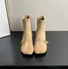 Botines Cortos para Mujer 2026 Otoño Invierno Gamuza Tacón Grueso Hebilla Modernos Versátiles Adelgazantes Botines Ocultos para Aumentar la Altura Punta Cuadrada