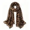 Bufanda Larga de Seda con Estampado de Leopardo Retro Estilo Chica Popular, Nueva Colección Otoño 2026 para Mujer, Delgada Versátil de Alta Gama, Protectora del Sol