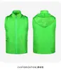 Tecido Impermeável de Alta Densidade com Capuz, Chapéu Removível, Colete Outdoor para Team Building, Roupa de Trabalho, Colete, Logo Personalizado