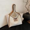 Bolsa Tote de Linho Estilo Coreano Transfronteiriça Tendência Ins Letra Grande Capacidade Novo Modelo 2026 Ombro Único Moda Classe Bolsa para o Dia a Dia