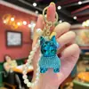 Moda de Alta Gama Arcilla Pedrería Bulldog Francés Cadena de Perlas Llavero Cadena Creativa de Pata Chapado Perro Pequeño Colgante para Coche