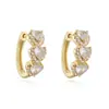 Aogu Venta Cruzada Popular Simple Accesible Lujo Chapado en Cobre Oro de 18 Quilates Corazón Circonita Geométricos Pendientes para Mujer Nicho Pendientes de Gama Alta