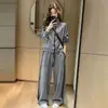 Estilo Mãezinha Nova Roupa Primavera/Outono 2026 Conjunto com Zíper Lateral para Mulheres Moletom com Gola Alta Manga Longa Calça de Perna Larga Conjunto de Duas Peças