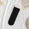 Meias Jinglu-Pile Femininas Primavera e Outono Meia de Algodão Oxigênio de Perna Reta Meias Femininas Macias e Xadrez Meia-Calça Média Preto e Branco Retrô