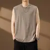 Camiseta de Marca Transfronteriza Simple de Moda para Hombre Verano Delgado Holgado Sin Mangas Chaleco Ins Cuello Redondo Casual Talla Grande Top Capa Base