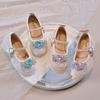 Zapatos de Princesa para Niñas 2026 Nuevos Zapatos Brillantes de Otoño Zapatos de Cristal Azul Zapatos Infantiles Zapatos de Piel para Niñas Zapatos de Anfitrión