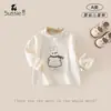 Camiseta de manga comprida para meninas, nova coleção de outono 2026, roupas para bebês e crianças pequenas, camiseta com estampa de coelho, blusa quentinha para bebês meninas