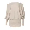 Vestido feminino de mola novo estilo europeu e americano, sexy, estilo desejo puro, ombro a ombro, franzido, justo, bodycon