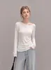 Nuevo suéter de punto de estilo coreano para mujer, de manga larga, con hombros descubiertos, fino, entallado a la cintura, adelgazante y elegante, para usar como capa base, de principios de otoño