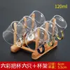 Xícaras de chá pequenas de vidro, resistentes ao calor e espessadas, para uso doméstico, copos transparentes para beber, conjunto de 6 peças com suporte para xícaras de chá