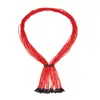 Collares de Cadena de Cuentas de Arroz Multicapa Estilo Étnico Transfronterizo Europeo y Americano, Collar de Accesorios para Ropa con Borla en Forma de Y Tejido Personalizado