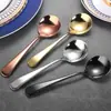 Colher de Aço Inoxidável 304, Colher Moderna com Cabeça Redonda, Colher de Sorvete, Colher de Sobremesa, Colher de Jantar Doméstica, Colher de Sopa Espessada