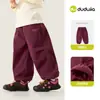 Pantalones de forro polar para niña Dudu, pantalones cargo de invierno gruesos para niñas, pantalones largos cálidos de otoño e invierno para niños, ropa para bebés y niños