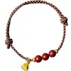 Pulsera de Loto de Buena Suerte con Cuentas de Loto de Cinabrio, Pulsera Tejida para Mujer, Estilo Hada, Regalo para Novia o Mejor Amiga