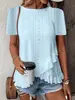 Moda Casual de Mujer de Color Sólido con Cuello Redondo y Manga Corta, Nuevo, Transfronterizo Europeo y Americano, Sitio Independiente de Amazon, Primavera/Verano 2026