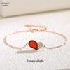 Pulseira de Ágata Vermelha em Formato de Coração para Mulheres, Prata Pura, Luxo Leve, Versátil Ouro Rosa, Bracelete de Madrepérola de Nicho, Coração Vermelho Pequeno, Joia de Amizade