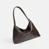 Bolsa Tote Tecida Casual de Design Nicho Outono/Inverno 2026, Bolsa de Ombro Vintage de Grande Capacidade para o Trabalho, Bolsa de Axila