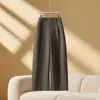 Calças de cintura alta pantalona da moda e minimalistas para mulheres, estilo novo, versáteis, caimento solto, emagrecem, calças casuais de perna reta, plus size, estilo coreano