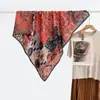 Bufanda cuadrada nueva de otoño estilo étnico con estampado de espiga de 90 cm, chal y bufanda de color contrastante a doble cara, bufanda para la cabeza de protección solar de doble uso al por mayor