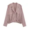ZA comercio exterior transfronterizo europeo y americano ropa de mujer, AliExpress superventas moda casual estilo aviador a rayas camisa