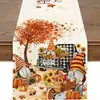 Bandera de Mesa Popular Transfronteriza de Acción de Gracias Otoño Calabaza Hoja de Arce Decoración de Mesa de Cocina para Fiesta Material de Lino Mantel