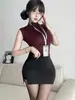 Lencería Sexy, Secretaria de Puro Deseo, Falda de Cadera, Uniforme de Azafata, No Necesita Quitarse, Presentadora Apasionada, Traje de Transgénero, Sistema de Abstinencia Sexy