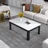 Mesa de Centro Rectangular de Piedra Sinterizada Nórdica para Hogar Apartamento Pequeño Mesa Auxiliar Cuadrada Minimalista Moderna Mesa de Sofá