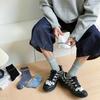 Calcetines verticales para hombre de algodón calcetines de negocios otoño e invierno calcetines de tubo transpirables desodorantes absorbentes del sudor calcetines deportivos estampados en caliente de una barra para hombre