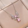 Collar para Mujer Estilo Coreano y Japonés Moderno Corazón Estilo Ins Coreano Cadena para Clavícula Corazón Fresco Tachonado de Diamantes Joyería Nueva