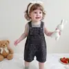 Conjunto de dos piezas para bebé: Chaleco y Mono de Verano, Nuevo, Moderno, Top sin Mangas, Pantalones Cortos de Tirantes con Estampado de Leopardo