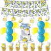Nova Decoração de Bandeirola de Feliz Aniversário para Mesa com Tema de Porcelana Limão Azul e Branco Festa de Frutas de Verão