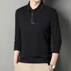 Bestseller de transmisión en vivo: Polo de manga larga para hombre, colección de otoño, elegante y casual, color liso, adecuado para el trabajo y el uso diario